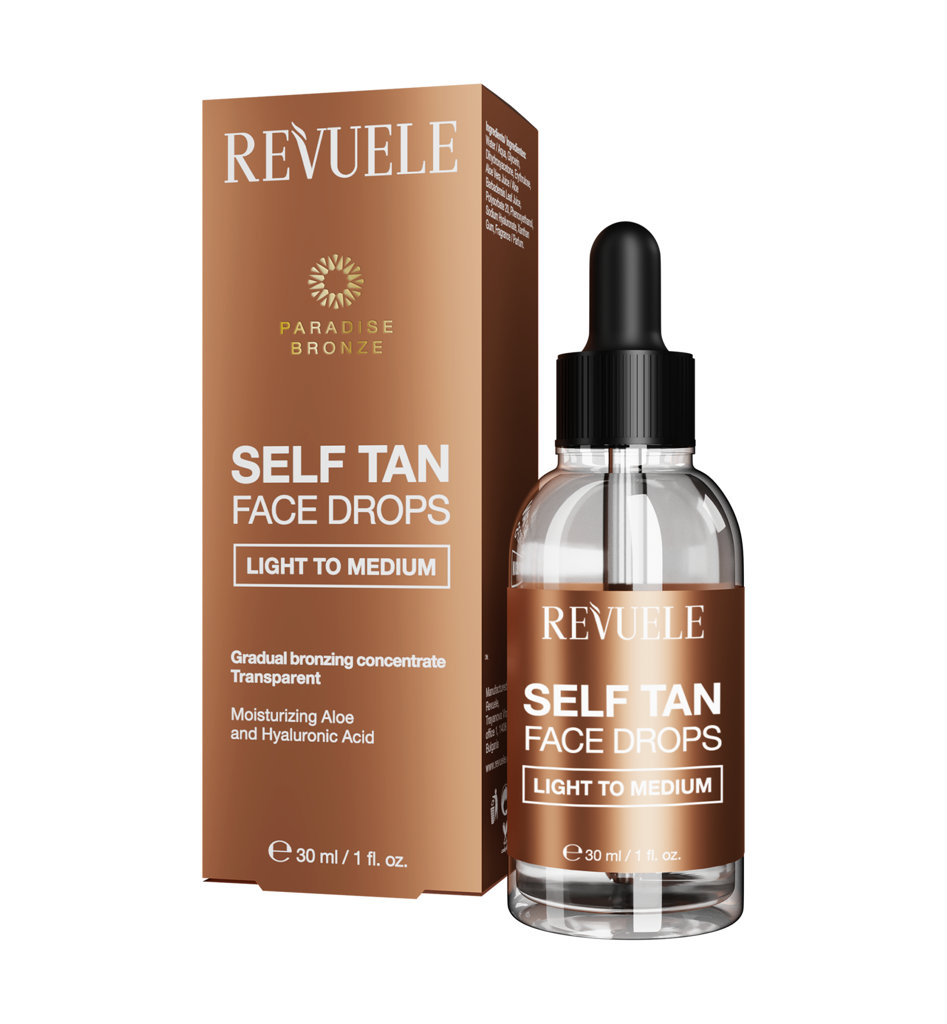 Revuele Self Tan face drops light to medium